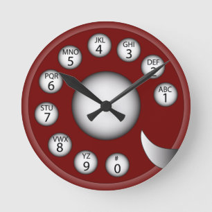 Drehwählscheibe (Rot) Runde Wanduhr