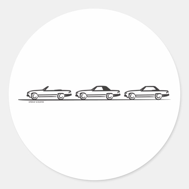 Drei 107 SL Runder Aufkleber (Vorderseite)