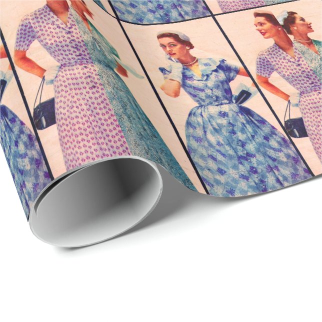 drei 1953 Kleider - Vintage Kleidung Geschenkpapier (Rolleneckpunkt)