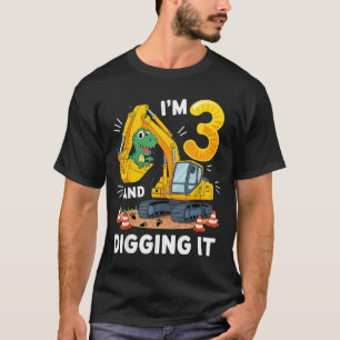 Drei 3 Jahre 3. Geburtstag Baustellen-Dinosaurier T-Shirt