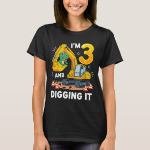 Drei 3 Jahre 3. Geburtstag Baustellen-Dinosaurier  T-Shirt