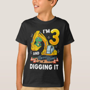 Drei 3 Jahre 3. Geburtstag Baustellen Dinosaurier  T-Shirt