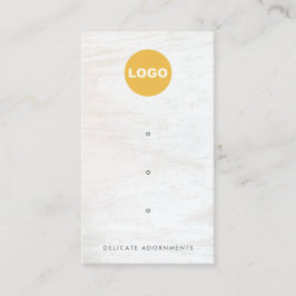 Drei 3-Loch-Stuhlvorführungen mit weißem Holz-Logo Visitenkarte