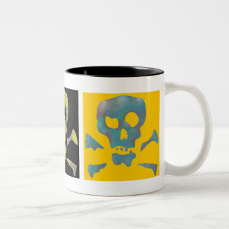 Drei abstrakte Pop-Kunst-Schädel Zweifarbige Tasse
