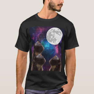 Drei Affen Mond 3 Affen heulen mit totem Mond T-Shirt