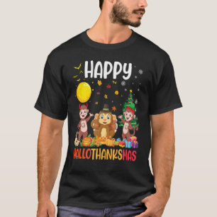 Drei Affen tanzen zusammen Happy Hallot T-Shirt