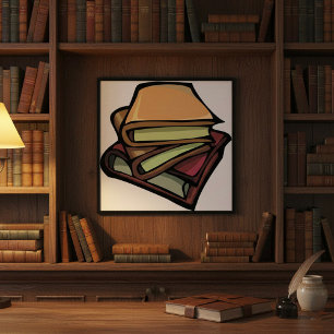 Drei alte Bücher übereinander gestapelt Poster