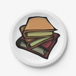 Drei alte Bücher zusammengesteckt Pappteller