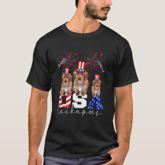 Drei amerikanische Cockapoos-Hunde mit amerikanisc T-Shirt