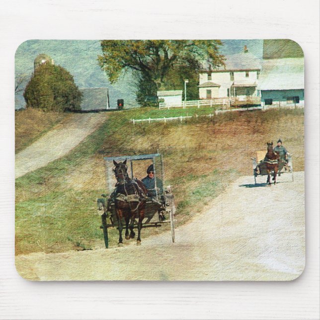 Drei Amish-Buggyen Mousepad (Vorne)