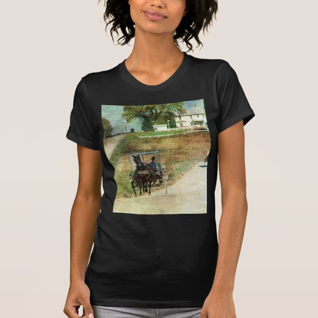 Drei Amish-Buggyen T-Shirt (Vorderseite)