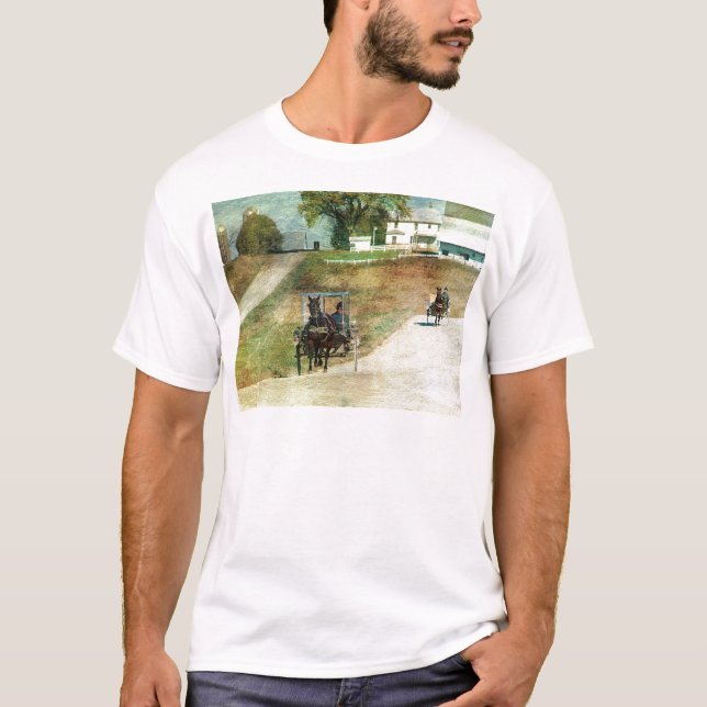 Drei Amish-Buggyen T-Shirt (Vorderseite)