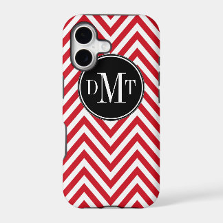 Drei Anfangsbuchstaben Monogramm rotes Chevron-Mus