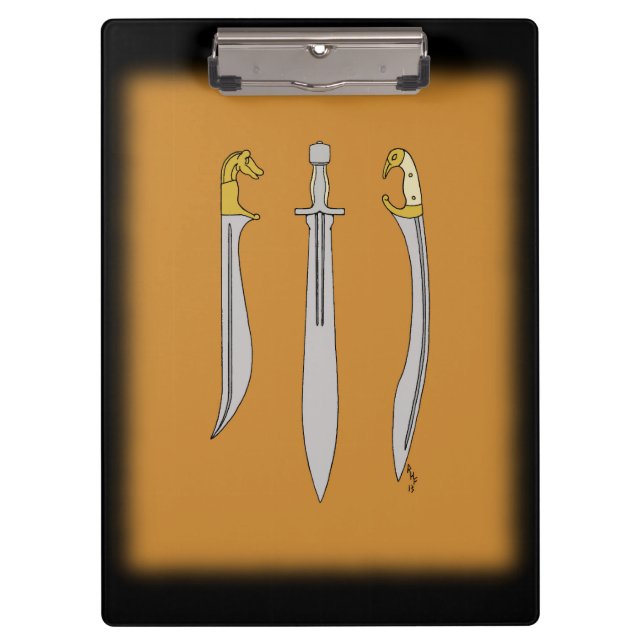 Drei antike griechische Schwerter Klemmbrett (Vorderseite)