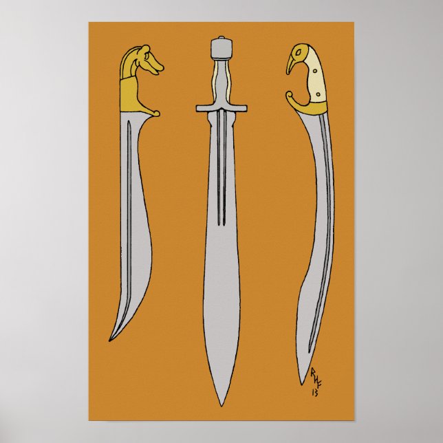 Drei antike griechische Schwerter Poster (Vorne)