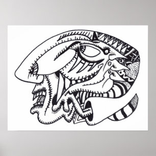 Drei Aspekte zeichnend Tinte Poster