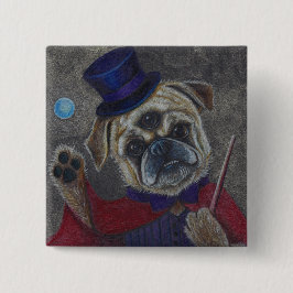 Drei Augen-Mops-Hundemagischer Show-Kunst-Druck Button