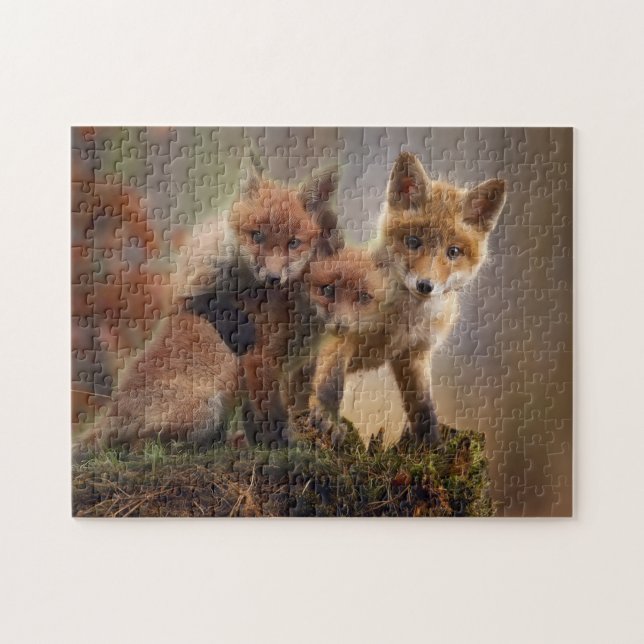 Drei Baby Red Foxes Puzzle (Horizontal)