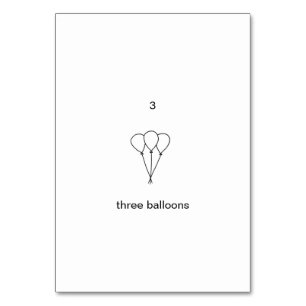 Drei Ballons, Taschenkarten mit benutzerdefinierte Tischnummer