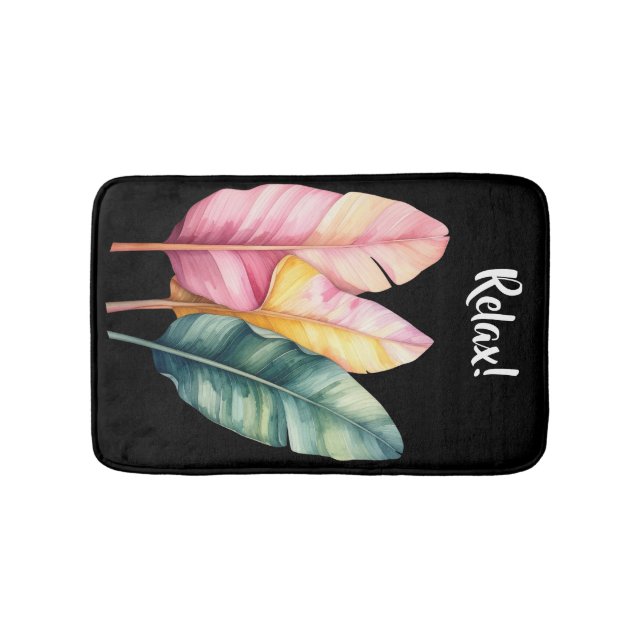 Drei Bananen Blätter in Pastellfarben  Badematte (Vorderseite)