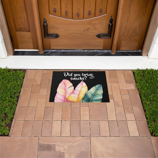 Drei Bananen Blätter in Pastellfarben  Fußmatte (Außenbereich)