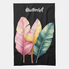Drei Bananen Blätter in Pastellfarben  Geschirrtuch