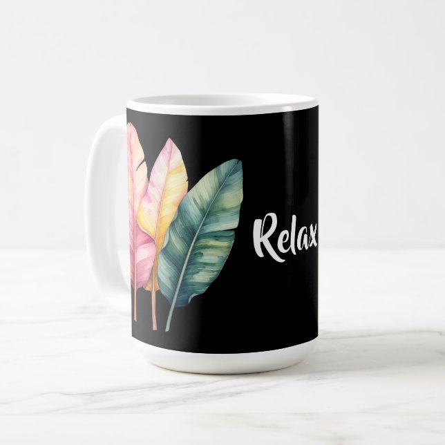 Drei Bananen Blätter in Pastellfarben  Kaffeetasse (Vorderseite Links)