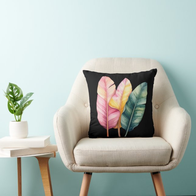 Drei Bananen Blätter in Pastellfarben  Kissen (Stuhl )