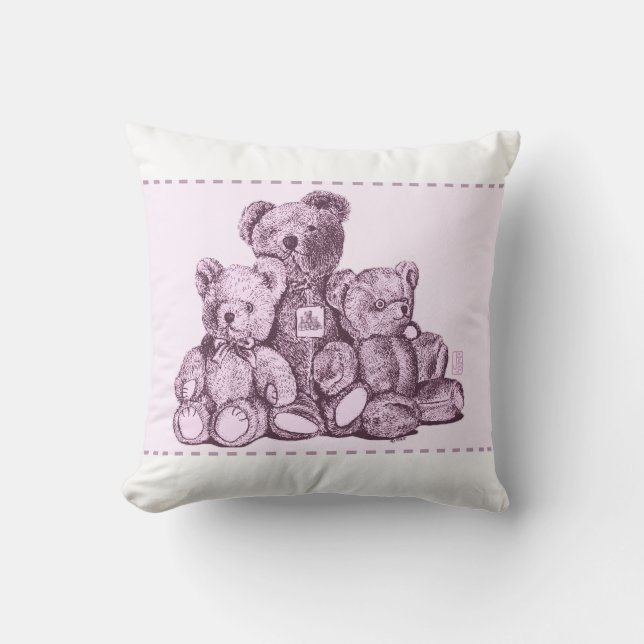 Drei Bären rosa Kissen (Vorderseite)