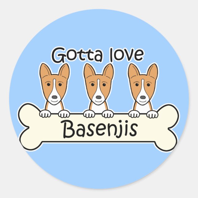 Drei Basenjis Runder Aufkleber (Vorderseite)
