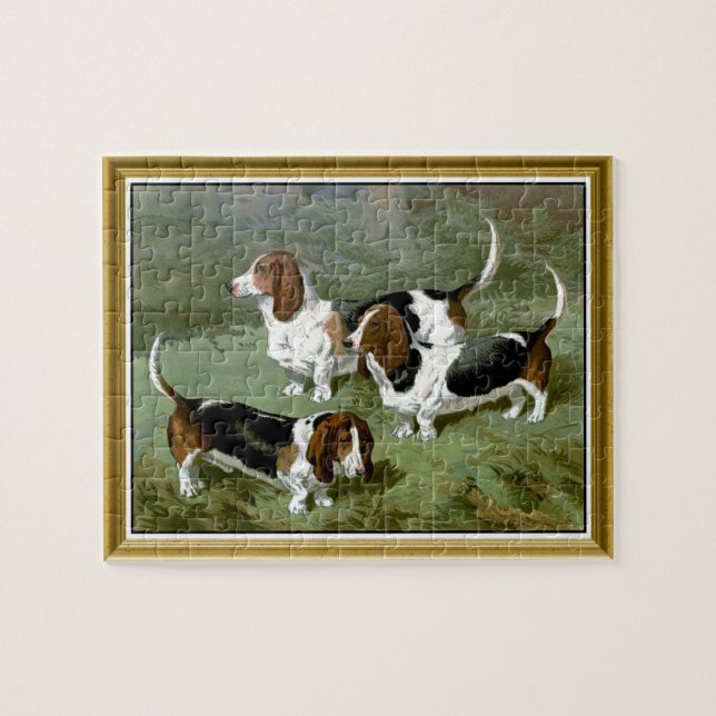 Drei Basset Hound Hunde Puzzle (Horizontal)
