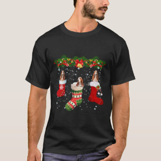 Drei Basset Hund in Socken Weihnachten Weihnachtsm T-Shirt