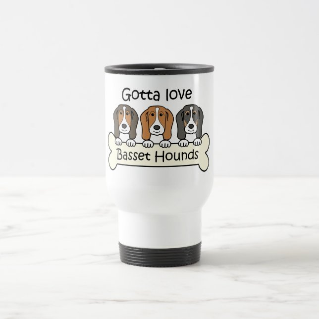 Drei Basset Reisebecher (Mittel)