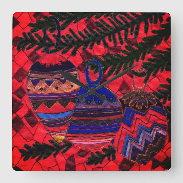 Drei Baubles Quadratische Wanduhr (Vorderseite)