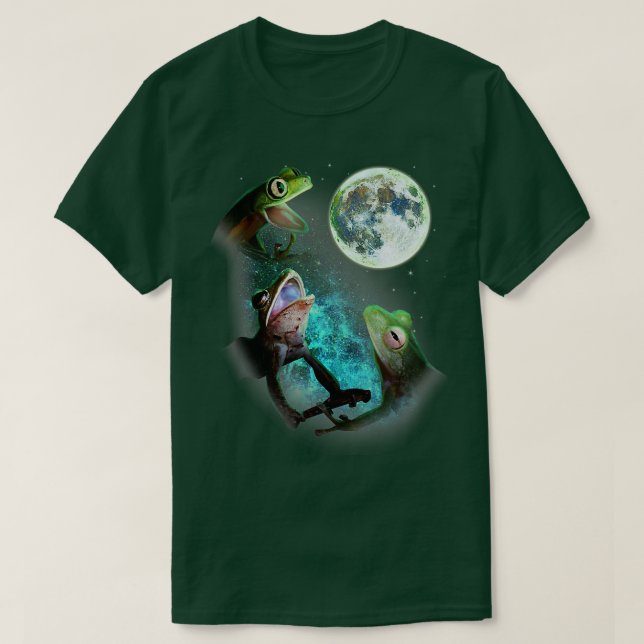 Drei Baumfrösche Howl auf dem Mond 3 Wolfs Wolves  T-Shirt (Design vorne)