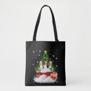 Drei Beagle Weihnachtsmann mit Weihnachtsbaum