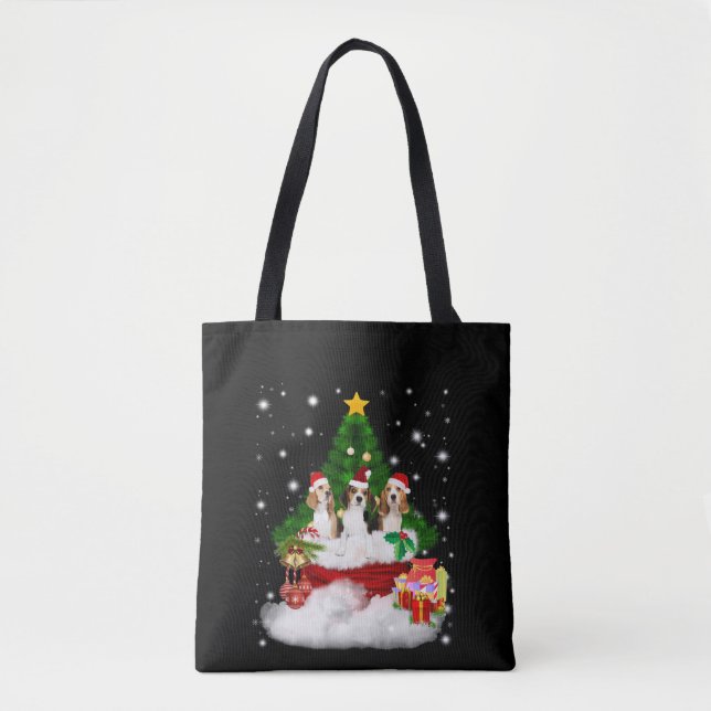 Drei Beagle Weihnachtsmann mit Weihnachtsbaum (Vorderseite)