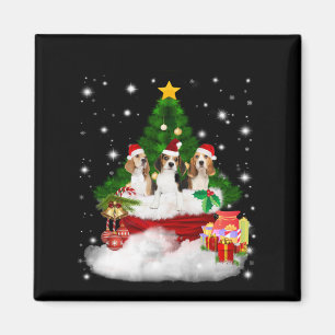 Drei Beagle Weihnachtsmann mit Weihnachtsbaum Magnet