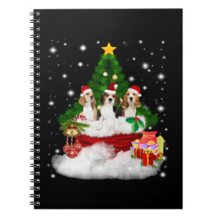 Drei Beagle Weihnachtsmann mit Weihnachtsbaum Notizblock
