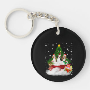 Drei Beagle Weihnachtsmann mit Weihnachtsbaum Schlüsselanhänger