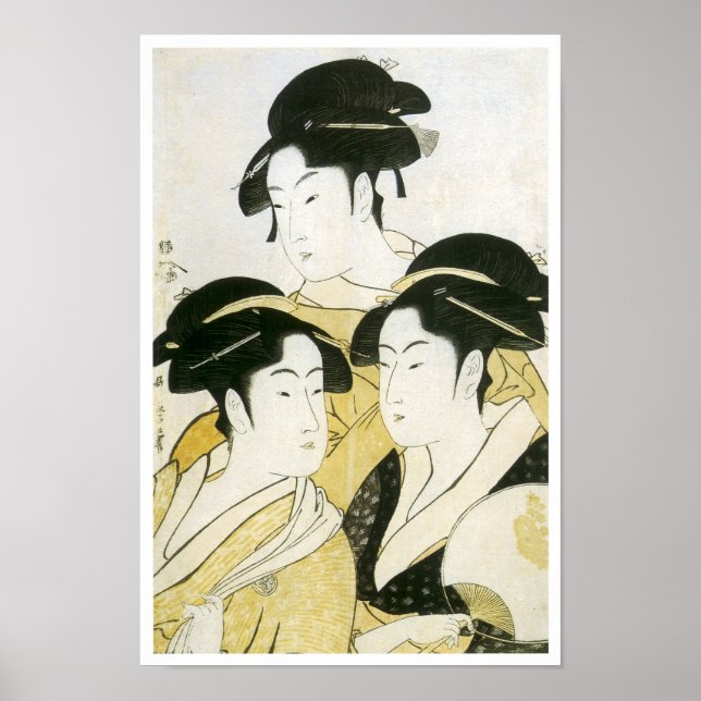 Drei Beauties, Utamaro, 1790er Poster (Vorne)