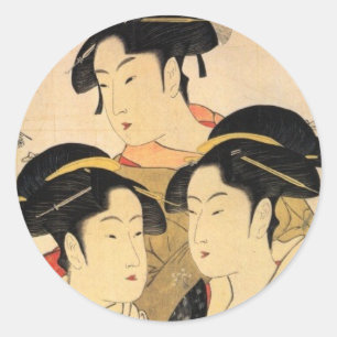 Drei bekannte Schönheiten Japanische Kunst Aufkleb Runder Aufkleber