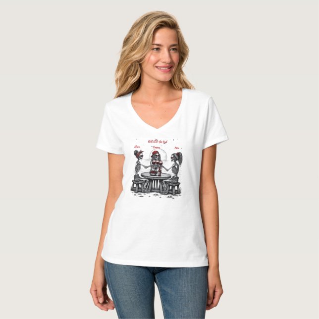 Drei beste Freunde Skelette T-Shirt (Vorderseite Vollansicht)