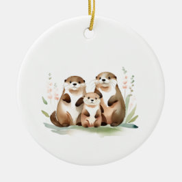 Drei bezaubernde Otters und Ihr eigenes Foto Keramik Ornament