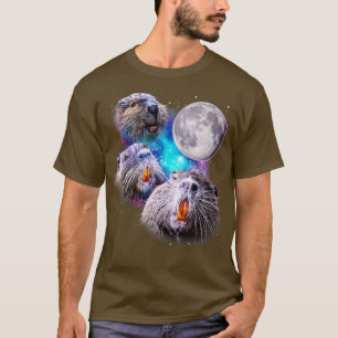 Drei Biber Howl auf dem Mond T-Shirt