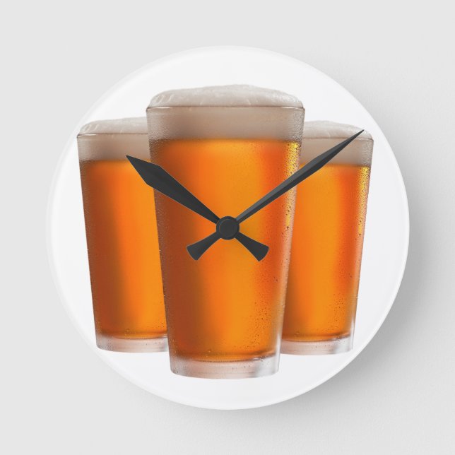 Drei Biere Runde Wanduhr (Vorderseite)