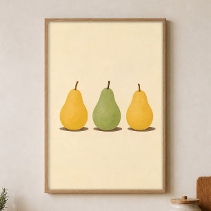 Drei Birnen Aquarell Cottagecore Kunstposter Poster