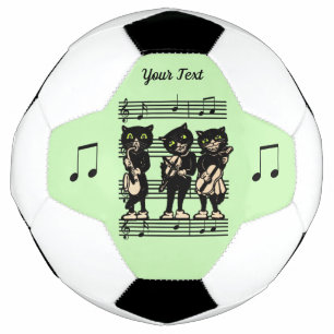 Drei Black Cat Musical Cat auf Sheet Music Green Fußball