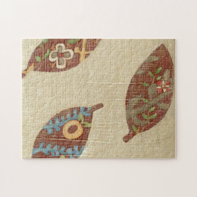 Drei Blätter zum Hintergrund von Texturtexturen Puzzle (Horizontal)