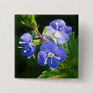Drei blaue Blumen Button